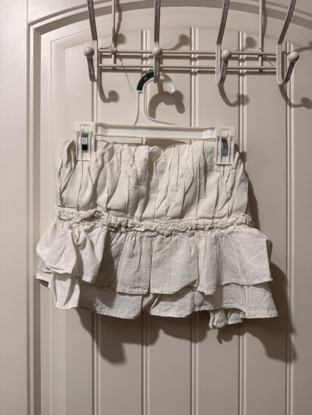 Zara White Tiered Ruffle Mini Skirt